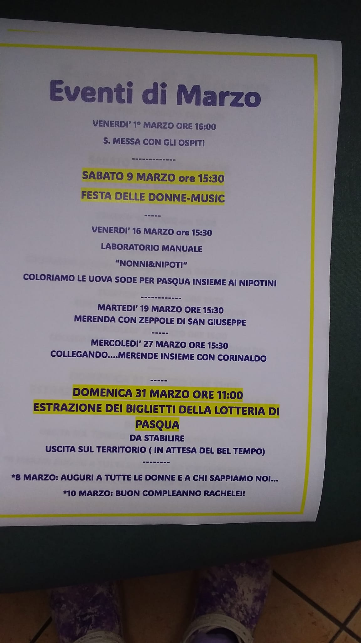 LOCANDINA EVENTI MESE DI MARZO PHOTO 1